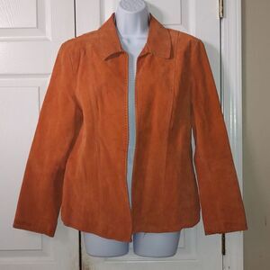 Coldwater creek Burnt orange suede leather fall jacket Sz PL Large Petite